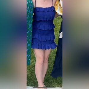 Blue Ruffled smocked Dress